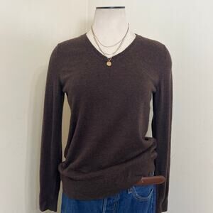 Talbots 100% Merino Wool Sweater Women’s Medium Brown Long Sleeve Crewneck Knit